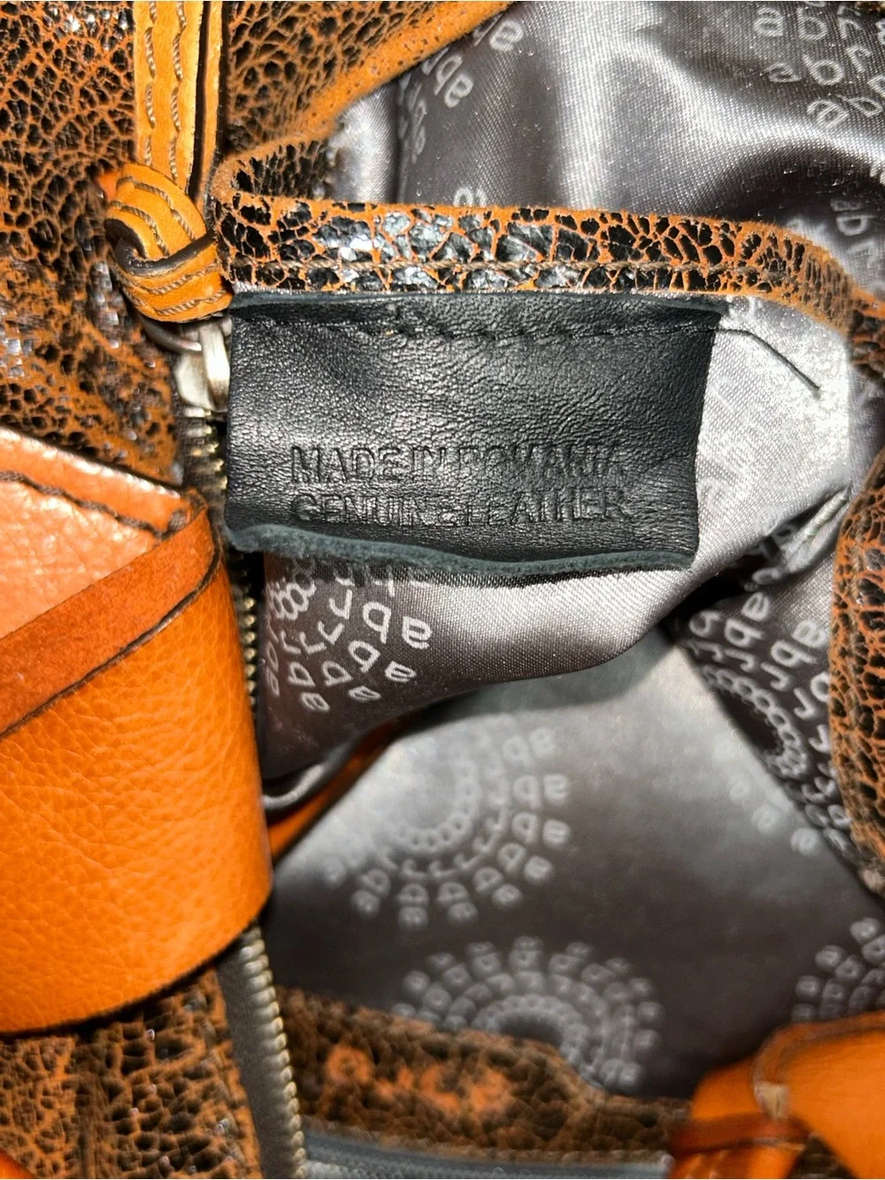 Abro Brown Cognac Distressed Crackled Leather Hobo Shoulder Bag